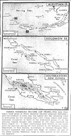 Map of New Guinea, Solomons, Aleutians, published October 7, 1942