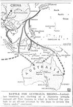 Map of Pacific, Australia, published March 11, 1942