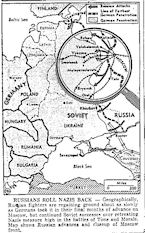 Map of Moscow, Rzhev, Smolensk, Bryansk, published January 10, 1942