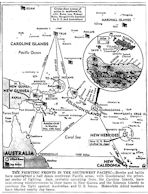 Map of Solomons, Carolines, Marshalls, detail of Guadalcanal, published October 21, 1942