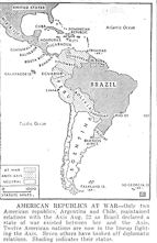 Map of South American Countries Without Declaration of War on Axis, published August 24, 1942
