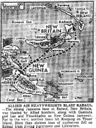Map of Pacific, New Guinea, Port Moresby Base Bombing Targets to Rabaul, published May 26, 1943