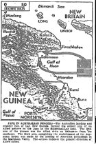 Map of Pacific, New Guinea, Salamaua-Lae Offensive, published September 7, 1943