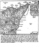 Map of Sicily, Messina Strait, published August 12, 1943
