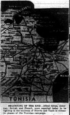 Map of Bizerte, Tunis Offensive, Tunisia, published May 7, 1943