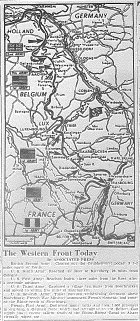 Map of Western Front: British 2nd Clear Grubbenvorst; U.S. 9th at Kirchberg; U.S. 1st at Inden; U.S. 3rd to Saarbrucken and Saarlautern; U.S. 7th North of Saarebourg, French Cross Rhine, published November 28, 1944
