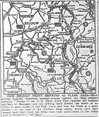 Map of Battle of the Bulge: 3rd Army Rescue of Troops at Bastogne, Driving North to 1st Army; Repulse of German Bulge from Celles 10 Miles to Rochefort, published December 29, 1944