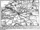 Map of Allied Drive Toward Belgium, Taking by Third Army of Chateau-Thierry and Soissons, Evacuation of Rouen, Moves Beyond Reims and Laon, published August 30, 1944