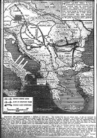 Map of Allied Thrust into Balkans to Trap 50,000 Germans, published September 15, 1944