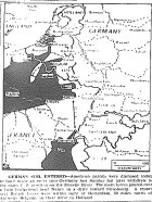 Map of  Central European Front, Third Army Patrols Enter Germany, published September 6, 1944