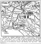 Map of Italy, Drive on 'Adolph Hitler Line', south of Cassino, published May 18, 1944