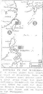 Map of Pacific, Air Attack on Formosa, Ryukyu Islands, and Luzon in the Philippines, published October 13, 1944