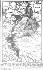 Map of Poland, Russian Drive toward Warsaw, published July 29, 1944