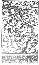 Map of Western Front, Canadian 1st Army to Kleve, U.S. First and Third between Aachen and Trier, published February 10, 1945