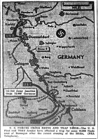 Map of Western Front, First and Third Armies trap 23,000 Germans west of Remagen, published March 12, 1945