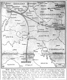 Map of Europe, Possible joinder of Third Army with Russian First and Second Ukrainian Armies to cut off Southern Germany, published March 31, 1945