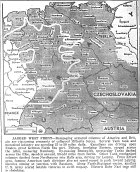 Canadians close on Emden, British on Bremen, across Aller, menacing Hamburg; Americans across Elbe, move on Halle and Leipzig, 50+ miles from Berlin, published April 12, 1945