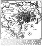 Map of Greater Tokyo, 500-plane B-29 Raids on Tokyo, Maranouchi and Shinagawa districts, published May 25, 1945