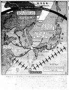 Map of Pacific, Distances from Okinawa airbases to other targets, published June 10, 1945