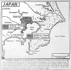 Map of Japan, Points of Navy and Air Force landings for occupation, published August 22, 1945