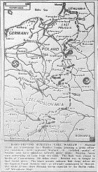 Map of Taking of Warsaw, Approach to Lodz, Breslau, published January 18, 1945
