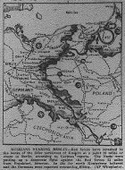 Map of Eastern Front, Russians to Oder, 39 Miles from Berlin, Koenigsberg Near Fall, published February 1, 1945