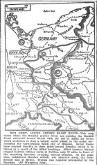 Map of Eastern Front, Allied Bombing of Dresden, Cottbus; Soviets Move Toward Dresden, Breslau, published February 16, 1945