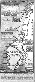 Map of Norway, published April 9, 1943