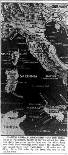 Map of Tunisia, Sardinia, Sicily, Italy, published June 11, 1943