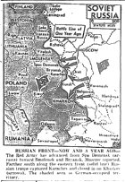 Map of Eastern Front, Russia, published August 16, 1943