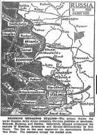 Map of Eastern Front, Stalino, Smolensk, published September 7, 1943