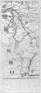 Map of 450-mile Western Front, from Holland to Switzerland, published November 22, 1944