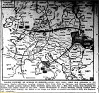 Map of Three-Pronged Approach to Invasion of Germany, from France, Italy, and Russia, published June 26, 1944