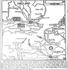 Map of D-Day Invasion of Normandy Coast, published June 6, 1944