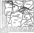 Map of France, General Omar Bradley's First Army Advance, Fall of Periers and Lessay, published July 28, 1944