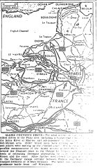 Map of Allied Drives Toward Paris, published August 22, 1944