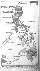 Map of Pacific, Landings at Leyte Gulf in the Philippines, published October 19, 1944