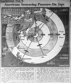 Map of Allied Bombing Bases Surrounding Japan: Aleutians, Philippines, Saipan, and Chengtu, China, published December 9, 1944