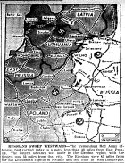 Map of Poland, Lithuania, and East Prussia, Russian Drives toward Grodno and Lithuania, published July 12, 1944