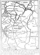 Map of Poland, Russian Drives toward Warsaw and Lwow, published July 25, 1944