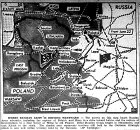 Map of Russia, Poland, Russian Drives toward Latvia, Wilno, and Warsaw, published July 6, 1944