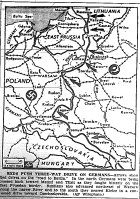 Map of Poland, Russian Drive toward Warsaw, East Prussia, and Czechoslovakia, published August 12, 1944