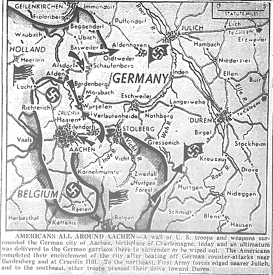 Map Of First Army Encirclement Of Aachen Published October 10 1944