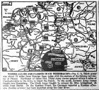 Map of Europe, Third captures Plauen, 75 mi. from Russian lines, 6 mi. from Czech border; Seventh in Nuernburg; Russians launch offensive along Oder, published April 17, 1945