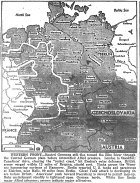 Map of Europe, British close on Emden and Bremen; Americans move on Hannover and Eisleben, 90 miles from Berlin, published April 7, 1945