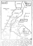 Map of Syria, French garrison surrenders at Soucida; British intervene; Druz troops threaten march on Damascus, published June 1, 1945