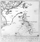 Map of Third Fleet Planes Pursuing Japanese Convoy from Saigon and Camranh Bay, Indo-China, published January 13, 1945