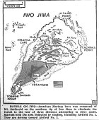 Map of Mt. Suribachi on Iwo Jima, published February 23, 1945