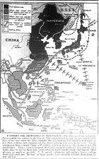 Map of Japanese withdraw from Central China; Forces in S.E. Asia and East Indies abandoned, isolated, ordered to fight to death, published May 28, 1945