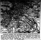 Map of Berlin, Russians fighting on Mueller Strasse, Landsberger and Frankfurter Strassen, in Templehof area, published April 24, 1945